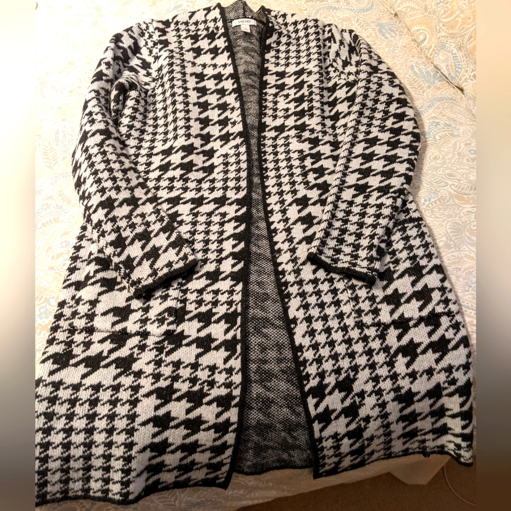 Nine West Houndstooth Coatigan/ Sweater Coat